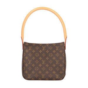 LOUIS VUITTON Authentic Brown Monogram Canvas Looping MM Shoulder Bag
